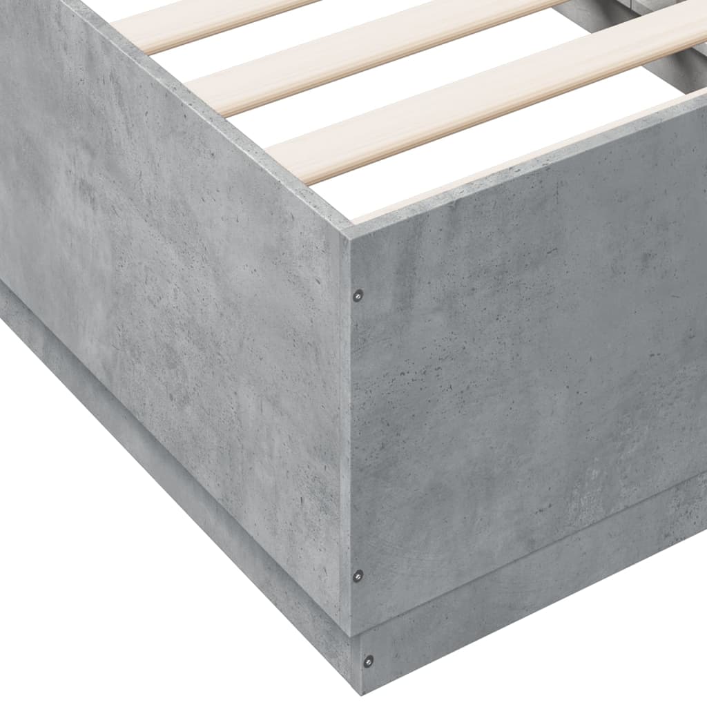 Bedframe met LED-verlichting bewerkt hout betongrijs 75x190 cm is nu te koop bij PeponiXL, paradijselijk wonen!