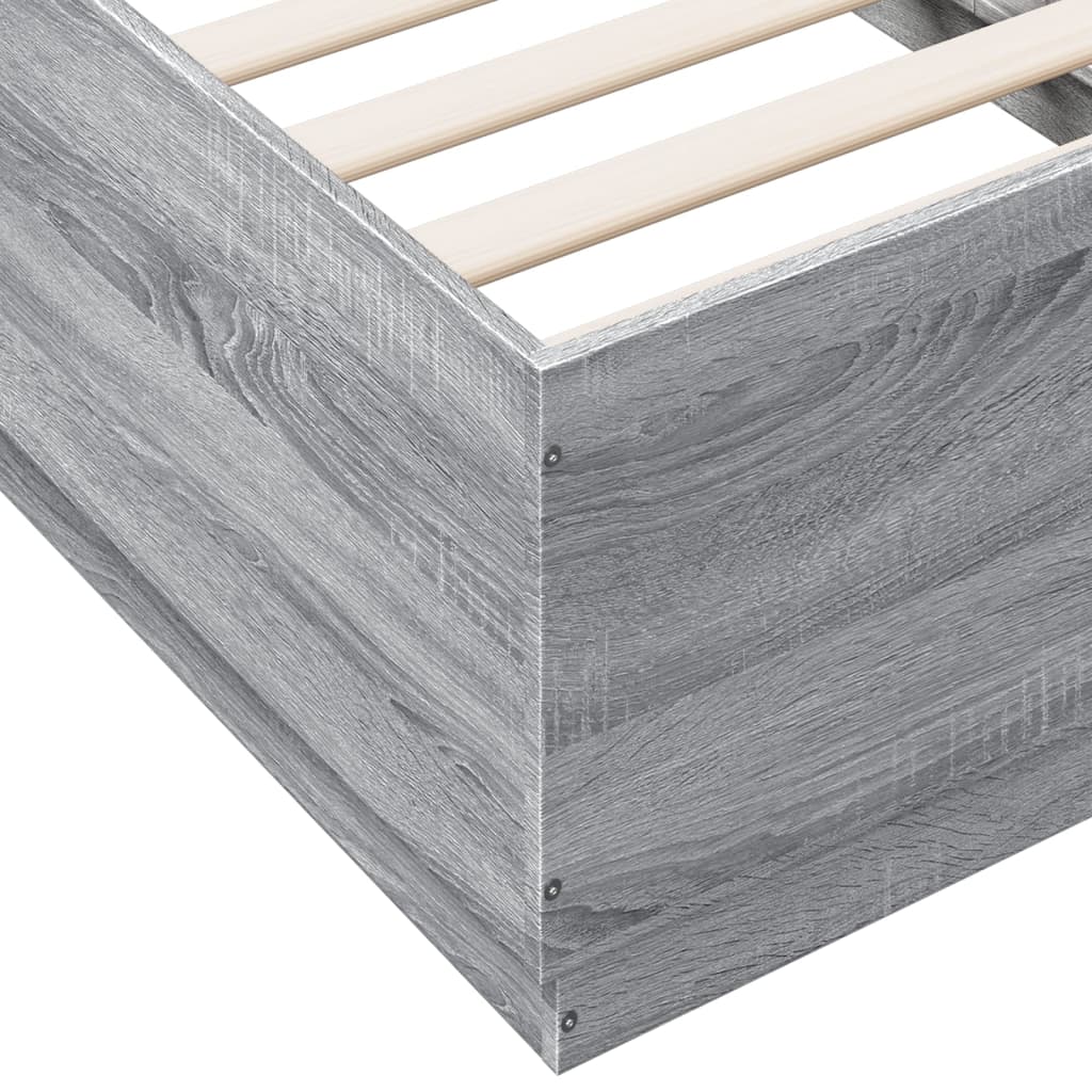 Bedframe met LED-verlichting bewerkt hout grijs sonoma 75x190cm is nu te koop bij PeponiXL, paradijselijk wonen!