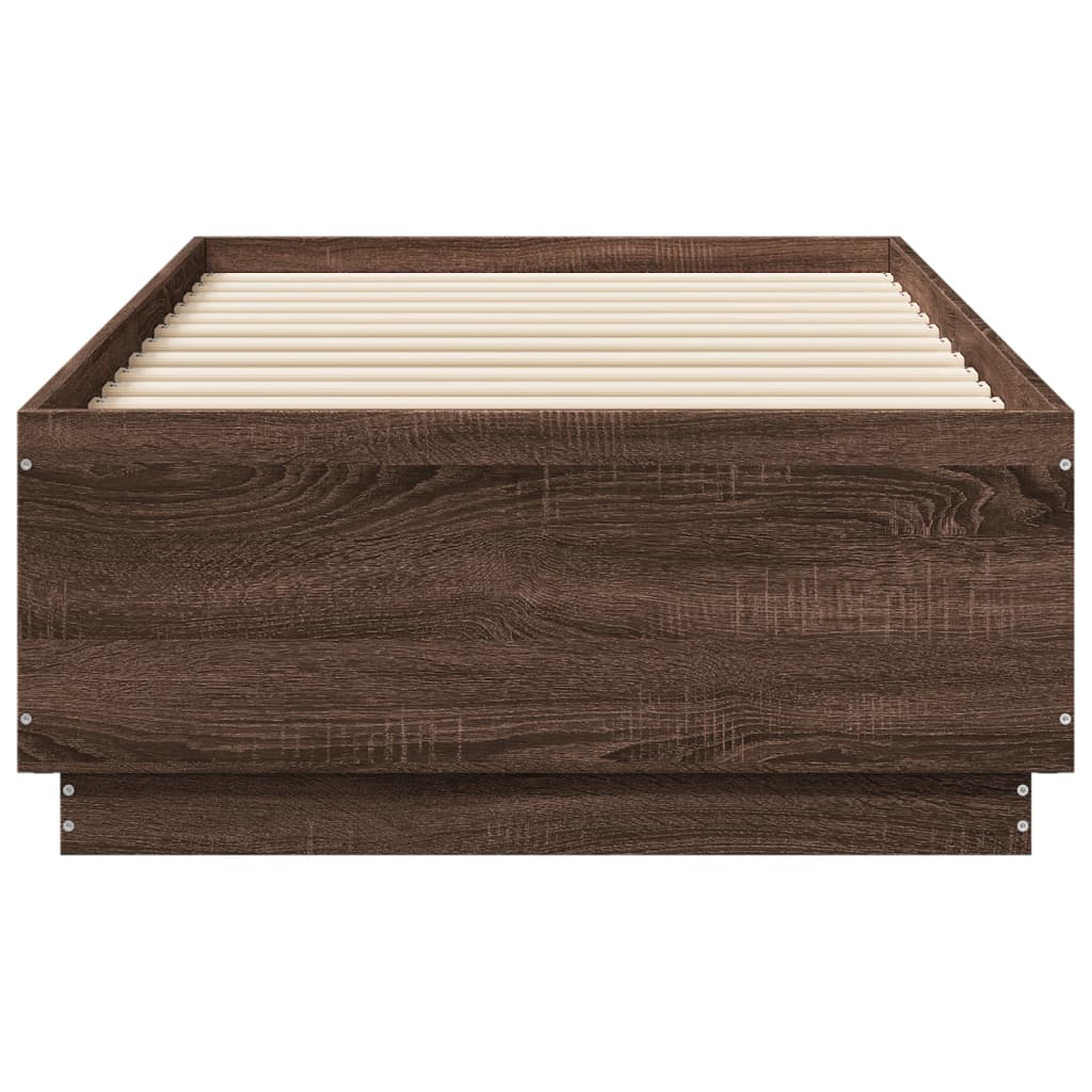 Bedframe met LED-verlichting bruin eikenkleurig 75x190 cm is nu te koop bij PeponiXL, paradijselijk wonen!
