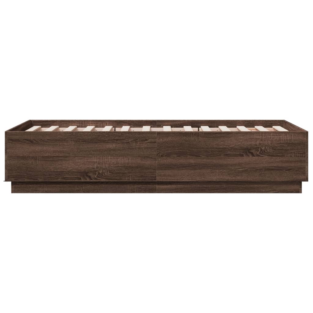 Bedframe met LED-verlichting bruin eikenkleurig 75x190 cm is nu te koop bij PeponiXL, paradijselijk wonen!
