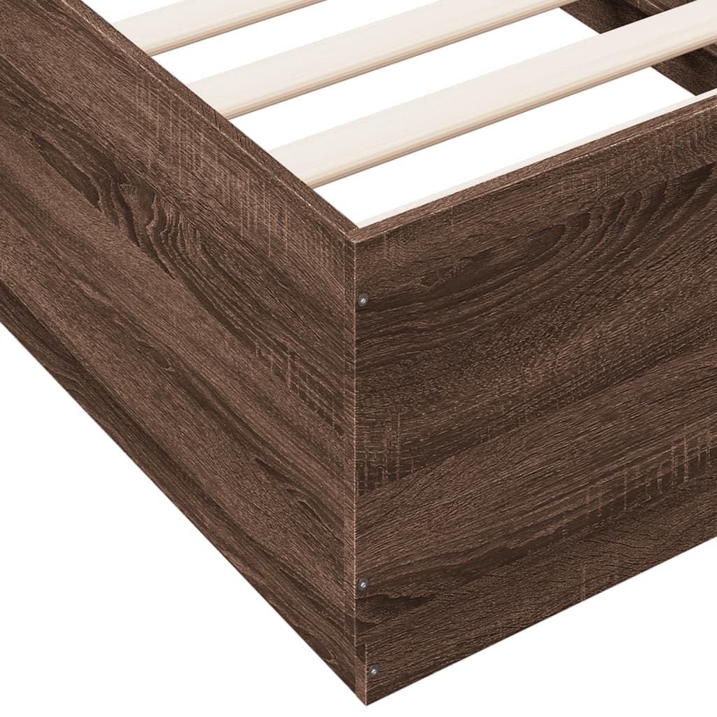 Bedframe met LED-verlichting bruin eikenkleurig 75x190 cm is nu te koop bij PeponiXL, paradijselijk wonen!