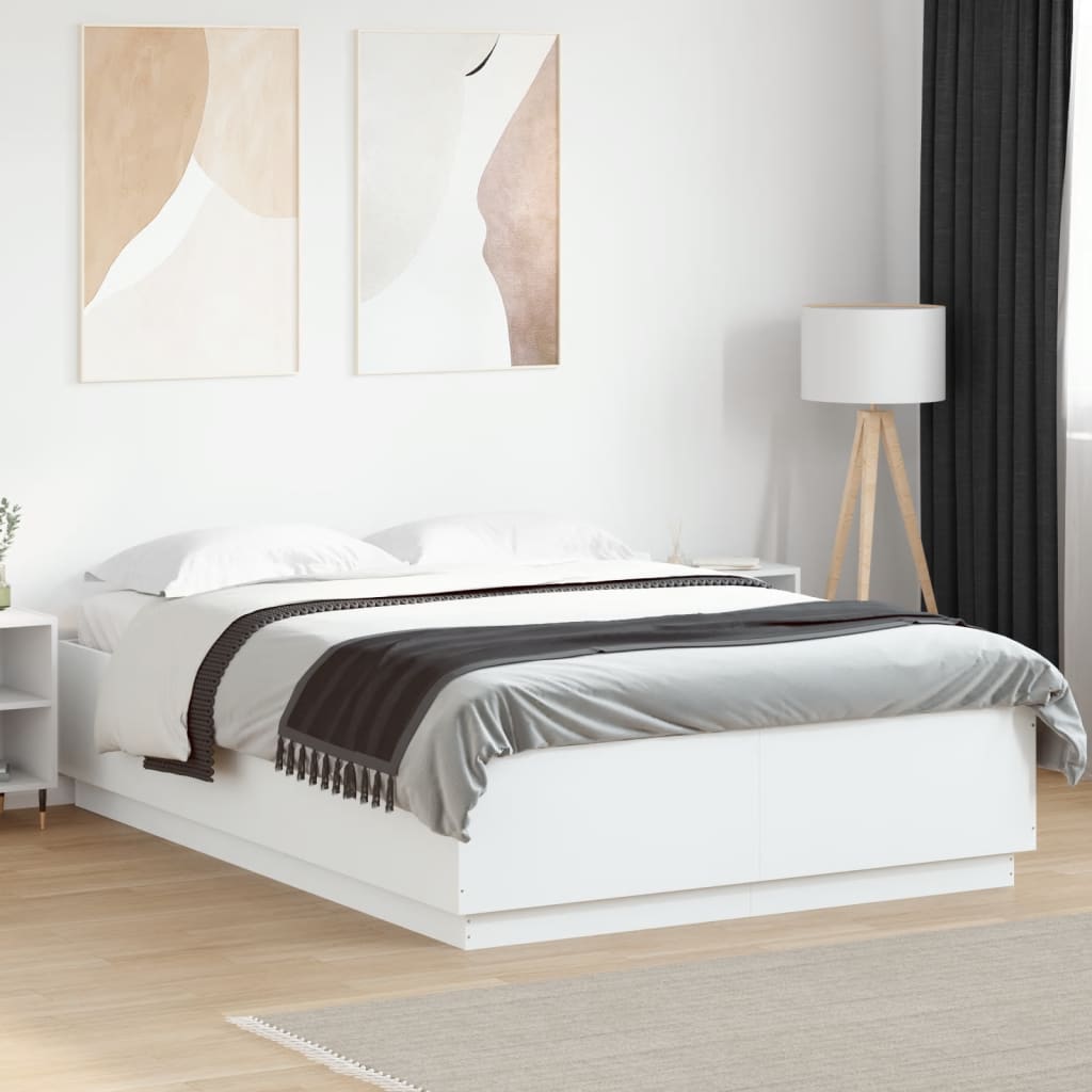 Bedframe bewerkt hout wit 150x200 cm is nu te koop bij PeponiXL, paradijselijk wonen!