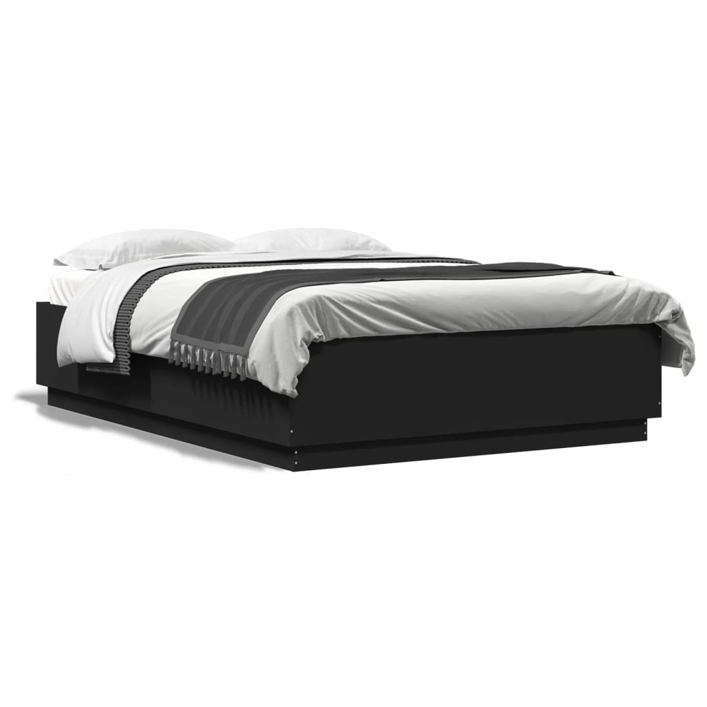 Bedframe bewerkt hout zwart 150x200 cm is nu te koop bij PeponiXL, paradijselijk wonen!