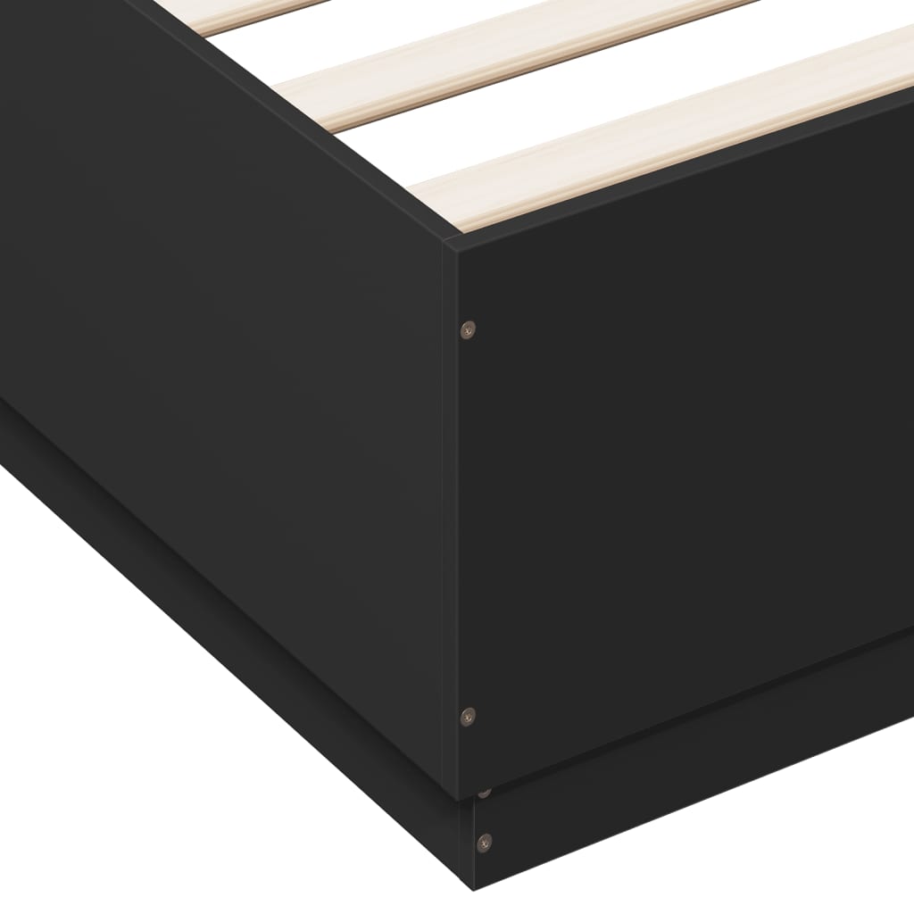 Bedframe bewerkt hout zwart 150x200 cm is nu te koop bij PeponiXL, paradijselijk wonen!
