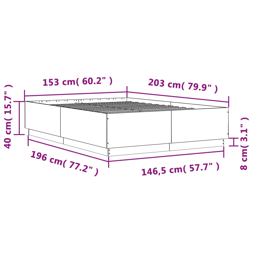 Bedframe bewerkt hout zwart 150x200 cm is nu te koop bij PeponiXL, paradijselijk wonen!