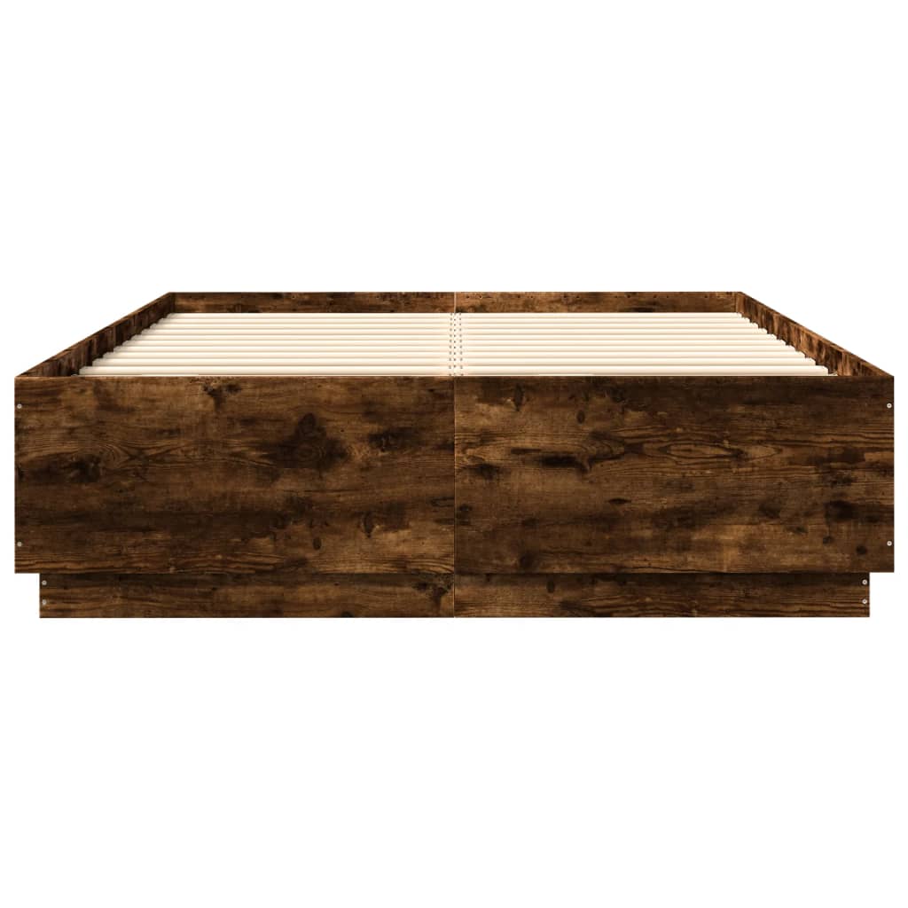 Bedframe bewerkt hout gerookt eikenkleurig 150x200 cm is nu te koop bij PeponiXL, paradijselijk wonen!