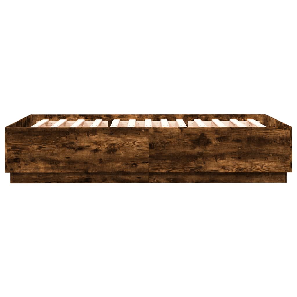 Bedframe bewerkt hout gerookt eikenkleurig 150x200 cm is nu te koop bij PeponiXL, paradijselijk wonen!
