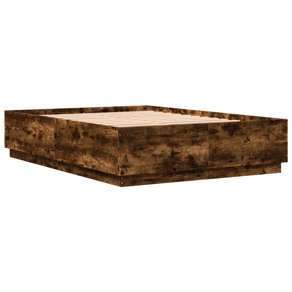 Bedframe bewerkt hout gerookt eikenkleurig 150x200 cm is nu te koop bij PeponiXL, paradijselijk wonen!