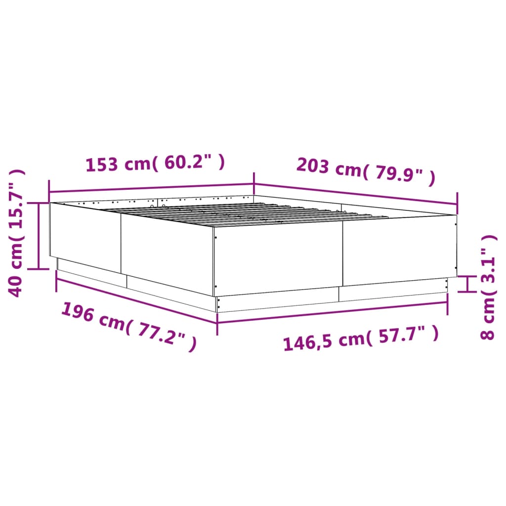 Bedframe bewerkt hout gerookt eikenkleurig 150x200 cm is nu te koop bij PeponiXL, paradijselijk wonen!