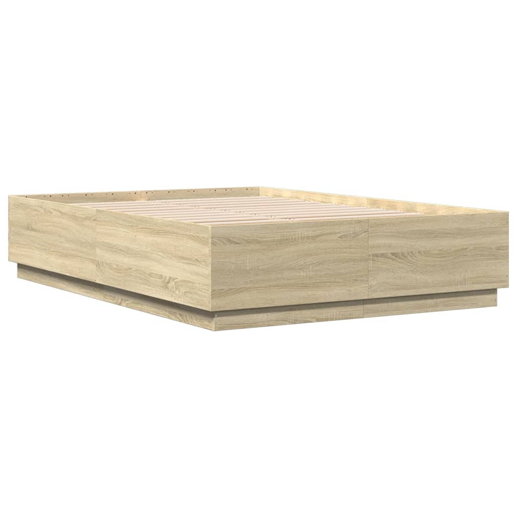 Bedframe bewerkt hout sonoma eikenkleurig 140x200 cm is nu te koop bij PeponiXL, paradijselijk wonen!