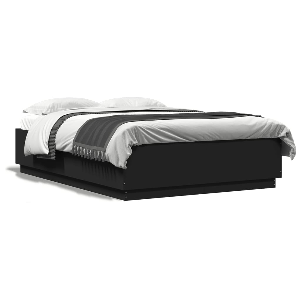 Bedframe bewerkt hout zwart 120x200 cm is nu te koop bij PeponiXL, paradijselijk wonen!
