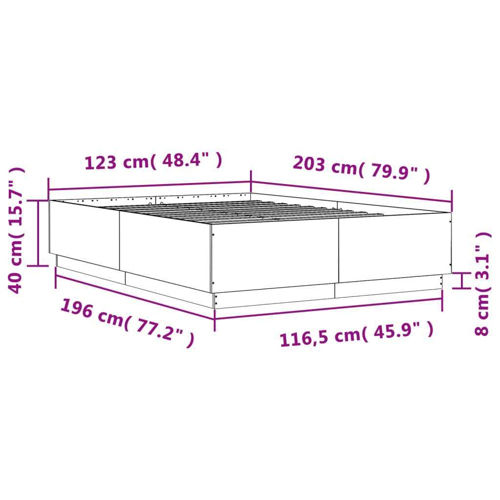 Bedframe bewerkt hout betongrijs 120x200 cm is nu te koop bij PeponiXL, paradijselijk wonen!