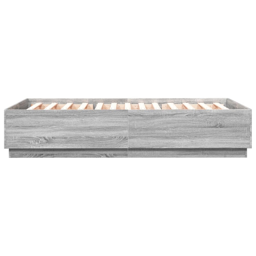 Bedframe bewerkt hout grijs sonoma eikenkleurig 120x200 cm is nu te koop bij PeponiXL, paradijselijk wonen!
