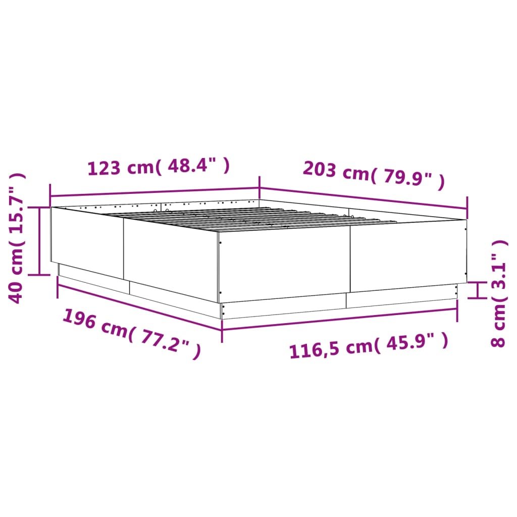 Bedframe bewerkt hout grijs sonoma eikenkleurig 120x200 cm is nu te koop bij PeponiXL, paradijselijk wonen!