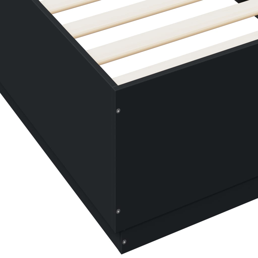 Bedframe bewerkt hout zwart 100x200 cm is nu te koop bij PeponiXL, paradijselijk wonen!