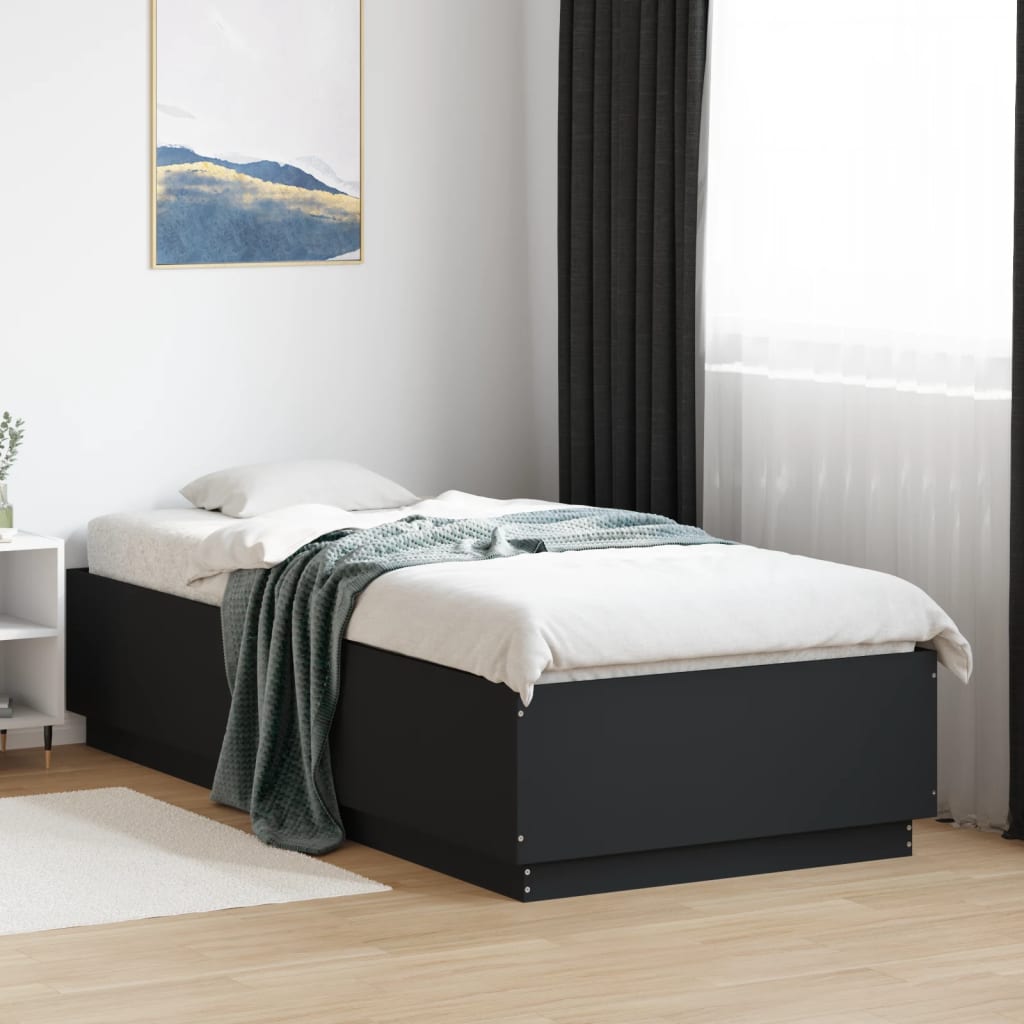 Bedframe bewerkt hout zwart 100x200 cm is nu te koop bij PeponiXL, paradijselijk wonen!