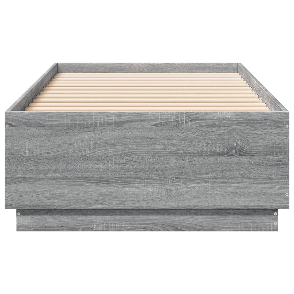 Bedframe bewerkt hout grijs sonoma eikenkleurig 100x200 cm is nu te koop bij PeponiXL, paradijselijk wonen!