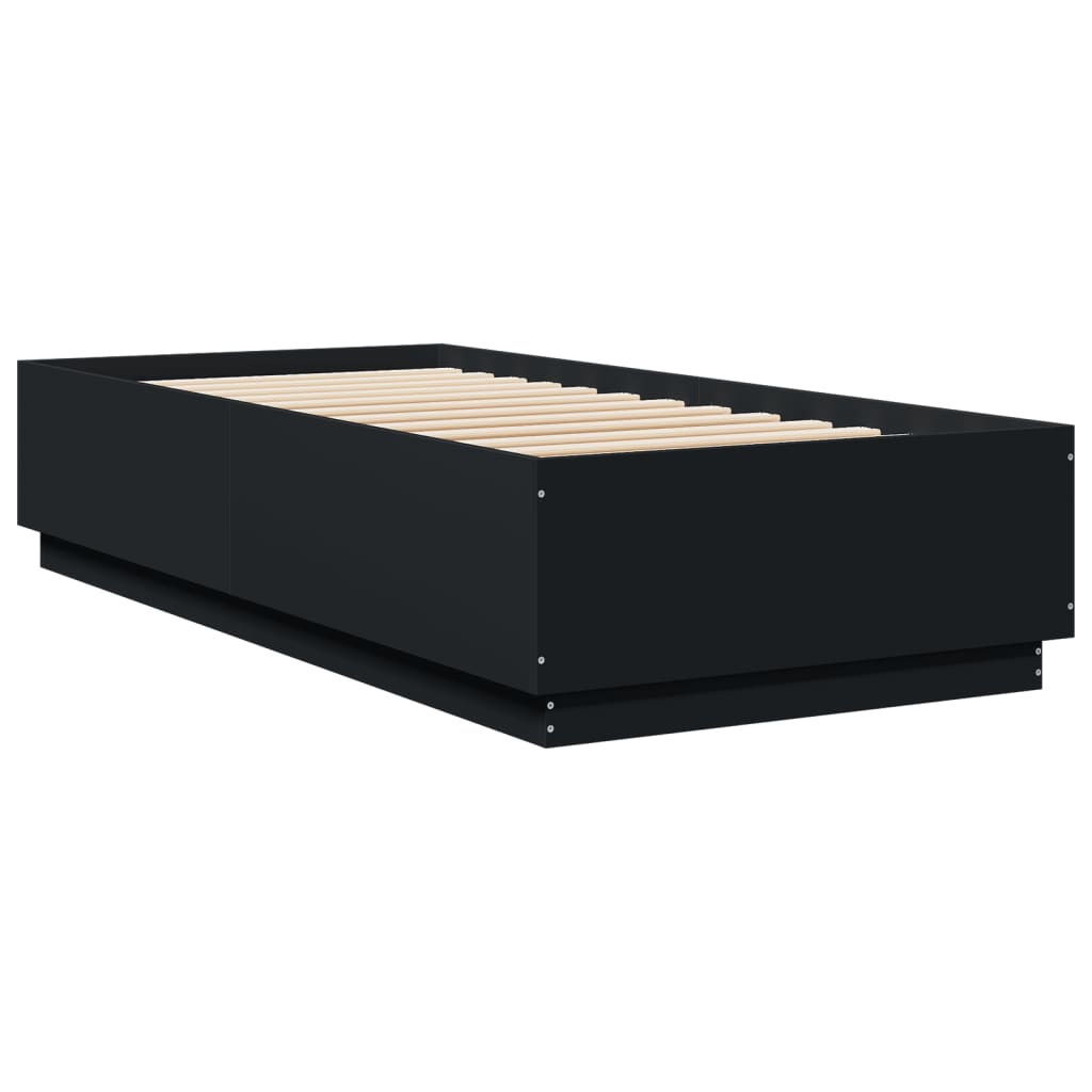Bedframe bewerkt hout zwart 90x200 cm is nu te koop bij PeponiXL, paradijselijk wonen!