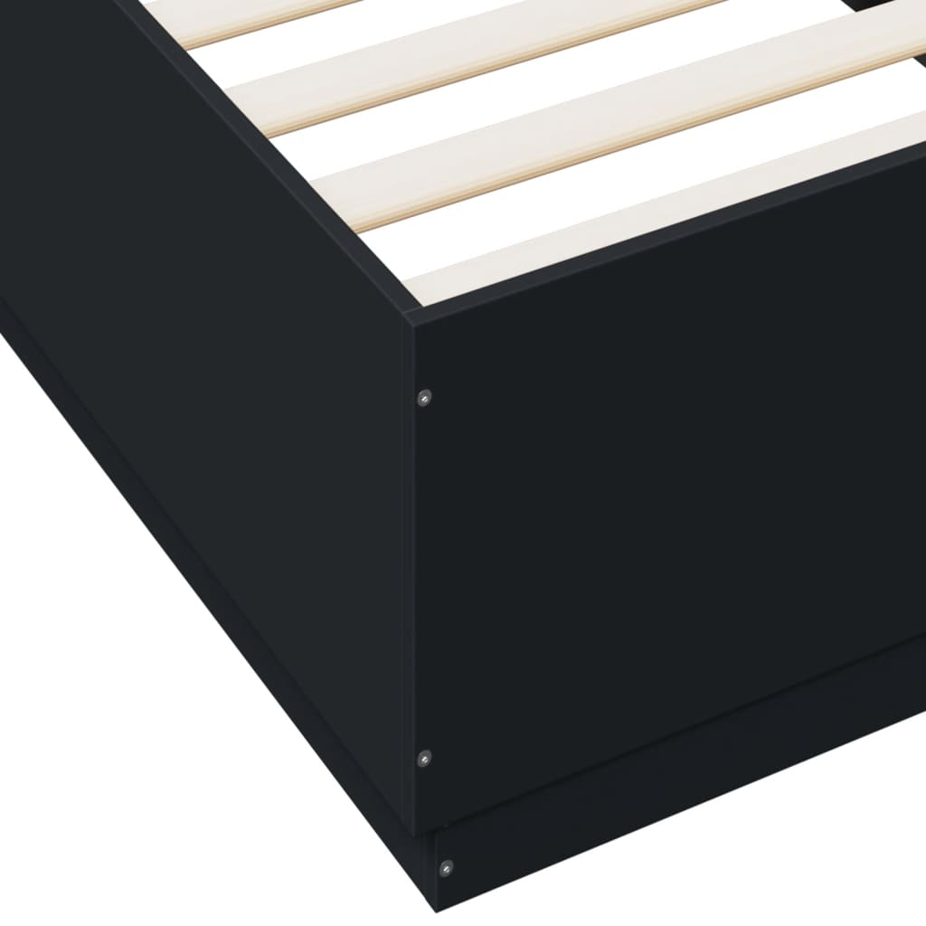 Bedframe bewerkt hout zwart 90x200 cm is nu te koop bij PeponiXL, paradijselijk wonen!