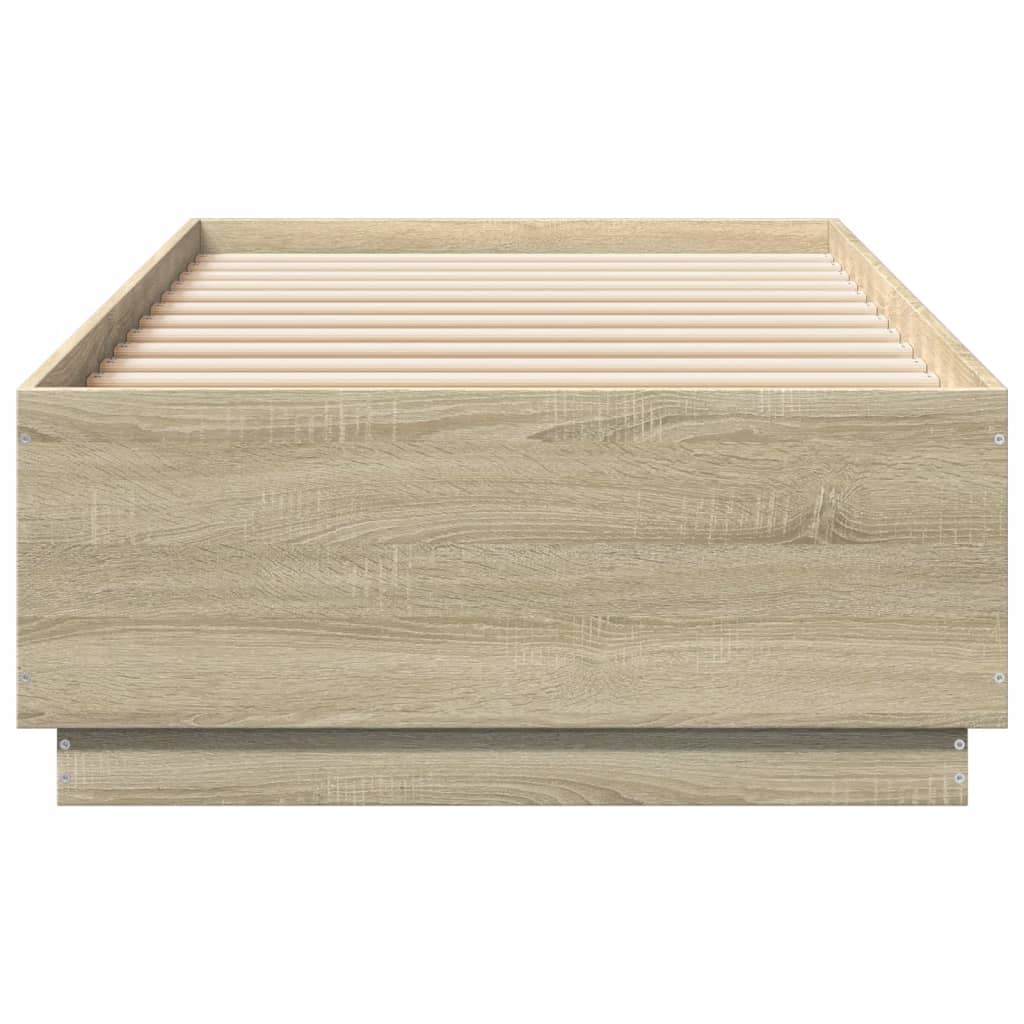 Bedframe bewerkt hout sonoma eikenkleurig 90x200 cm is nu te koop bij PeponiXL, paradijselijk wonen!