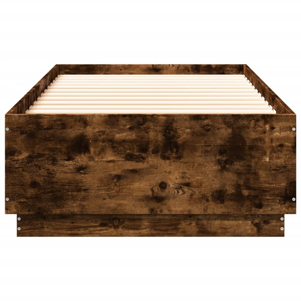 Bedframe bewerkt hout gerookt eikenkleurig 90x200 cm is nu te koop bij PeponiXL, paradijselijk wonen!