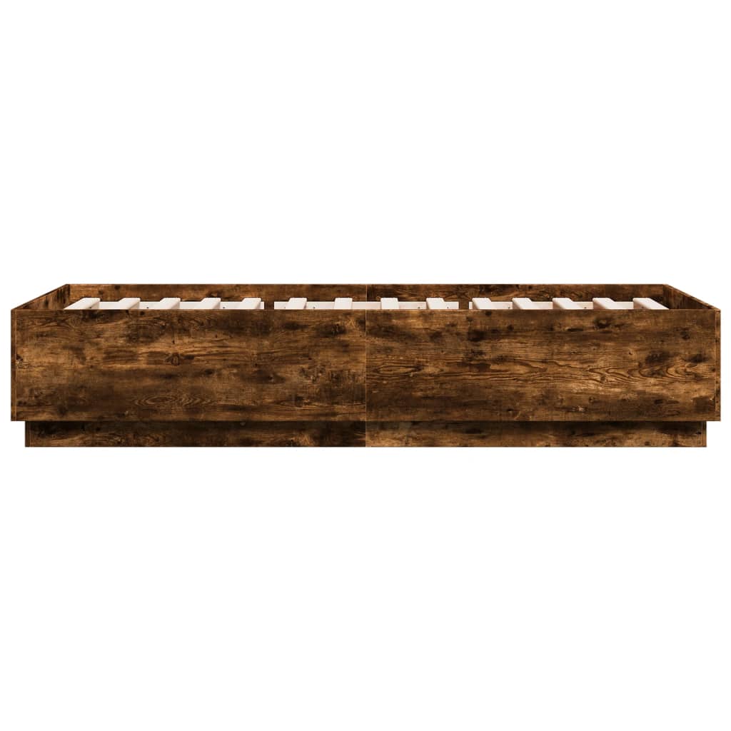 Bedframe bewerkt hout gerookt eikenkleurig 90x200 cm is nu te koop bij PeponiXL, paradijselijk wonen!