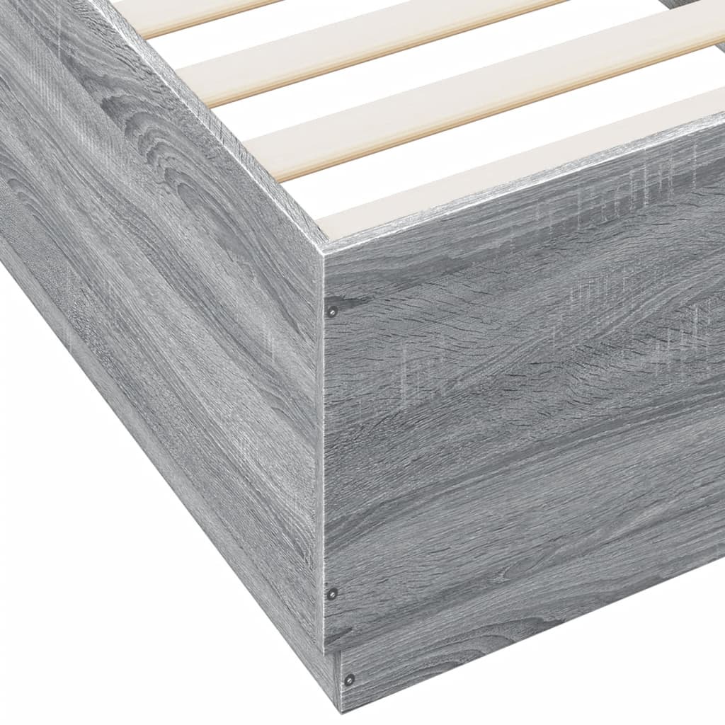 Bedframe bewerkt hout grijs sonoma eikenkleurig 90x200 cm is nu te koop bij PeponiXL, paradijselijk wonen!