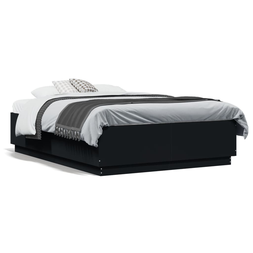 Bedframe bewerkt hout zwart 135x190 cm is nu te koop bij PeponiXL, paradijselijk wonen!