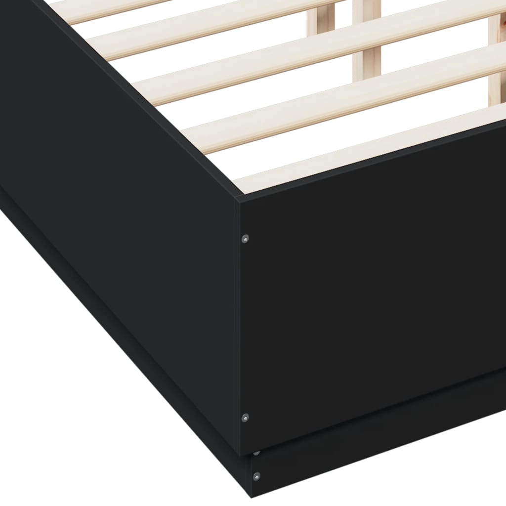 Bedframe bewerkt hout zwart 135x190 cm is nu te koop bij PeponiXL, paradijselijk wonen!