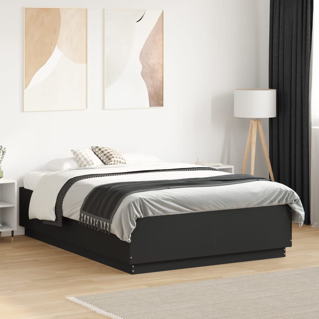 Bedframe bewerkt hout zwart 135x190 cm is nu te koop bij PeponiXL, paradijselijk wonen!