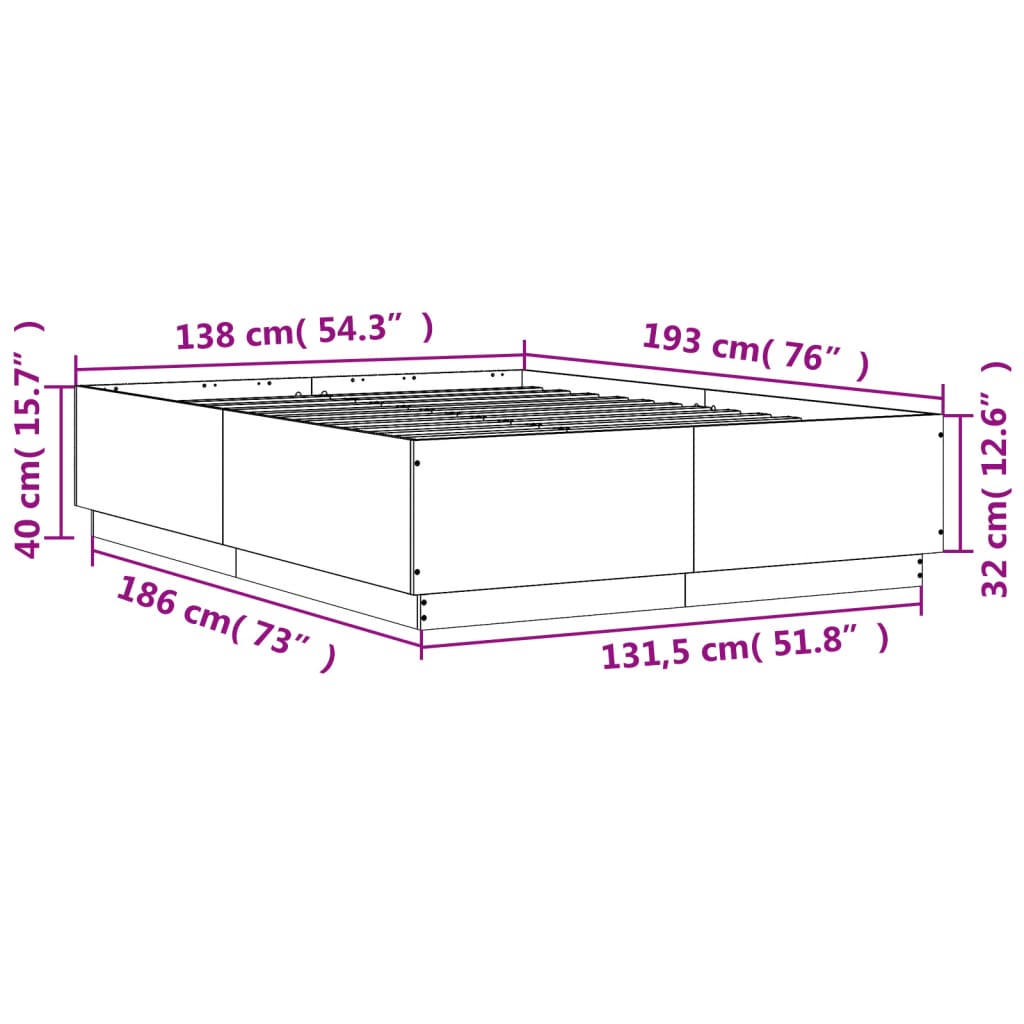 Bedframe bewerkt hout betongrijs 135x190 cm is nu te koop bij PeponiXL, paradijselijk wonen!