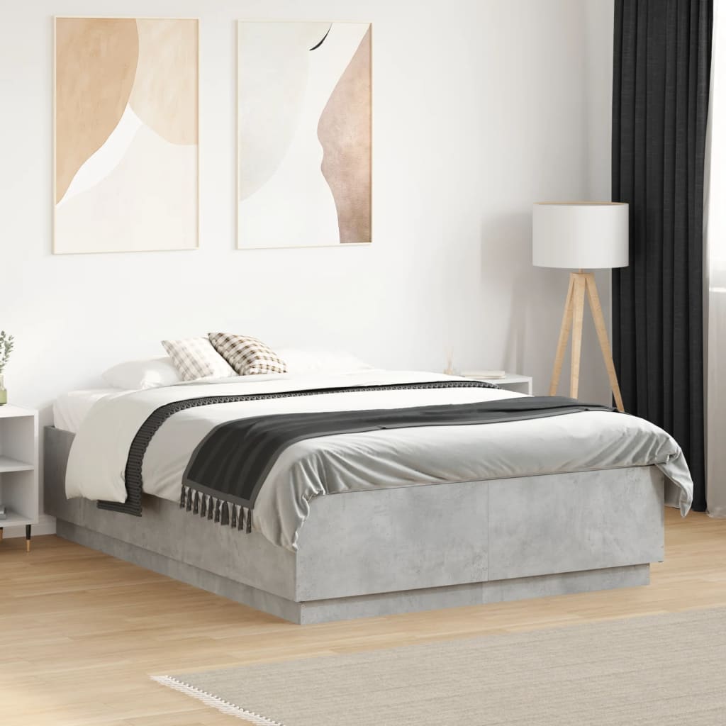 Bedframe bewerkt hout betongrijs 135x190 cm is nu te koop bij PeponiXL, paradijselijk wonen!