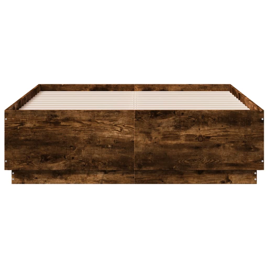 Bedframe bewerkt hout gerookt eikenkleurig 135x190 cm is nu te koop bij PeponiXL, paradijselijk wonen!