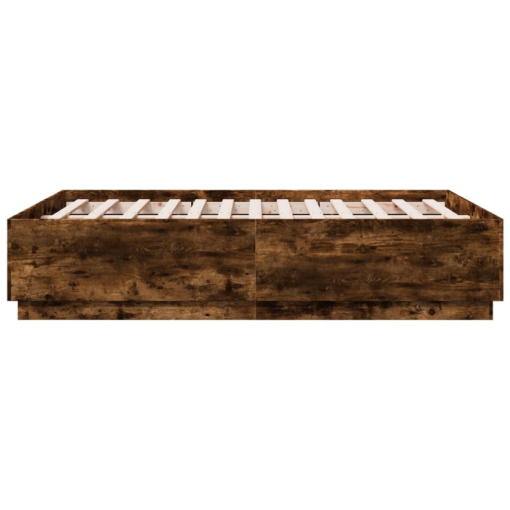 Bedframe bewerkt hout gerookt eikenkleurig 135x190 cm is nu te koop bij PeponiXL, paradijselijk wonen!