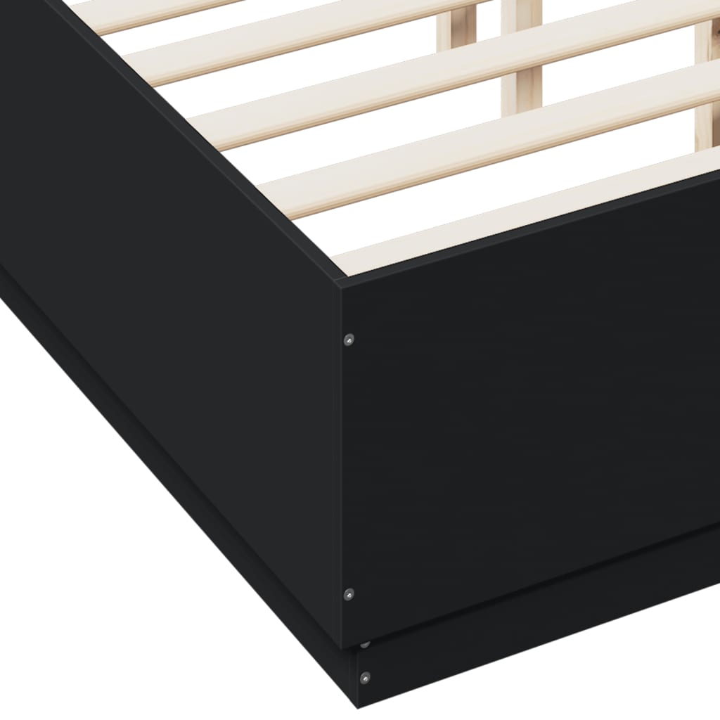 Bedframe bewerkt hout zwart 120x190 cm is nu te koop bij PeponiXL, paradijselijk wonen!