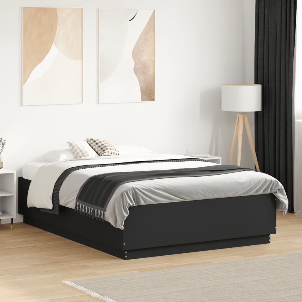 Bedframe bewerkt hout zwart 120x190 cm is nu te koop bij PeponiXL, paradijselijk wonen!