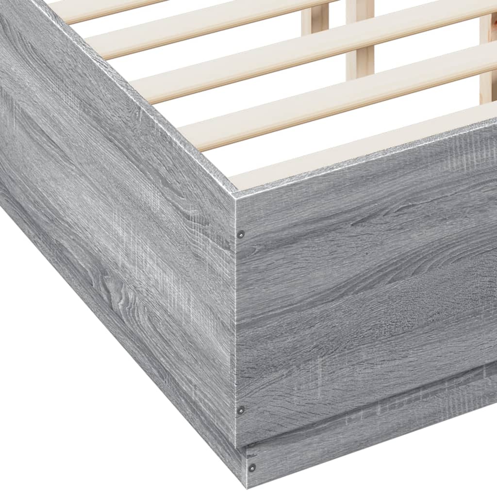 Bedframe bewerkt hout grijs sonoma eikenkleurig 120x190 cm is nu te koop bij PeponiXL, paradijselijk wonen!