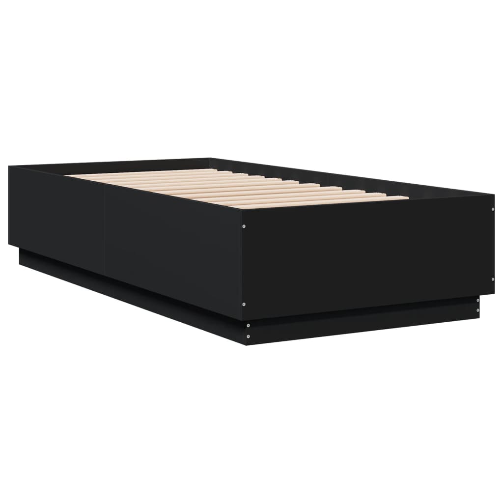 Bedframe bewerkt hout zwart 90x190 cm is nu te koop bij PeponiXL, paradijselijk wonen!
