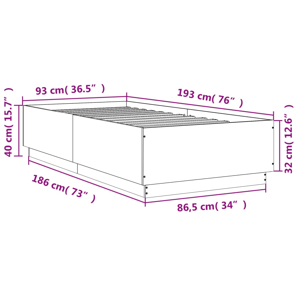 Bedframe bewerkt hout zwart 90x190 cm is nu te koop bij PeponiXL, paradijselijk wonen!