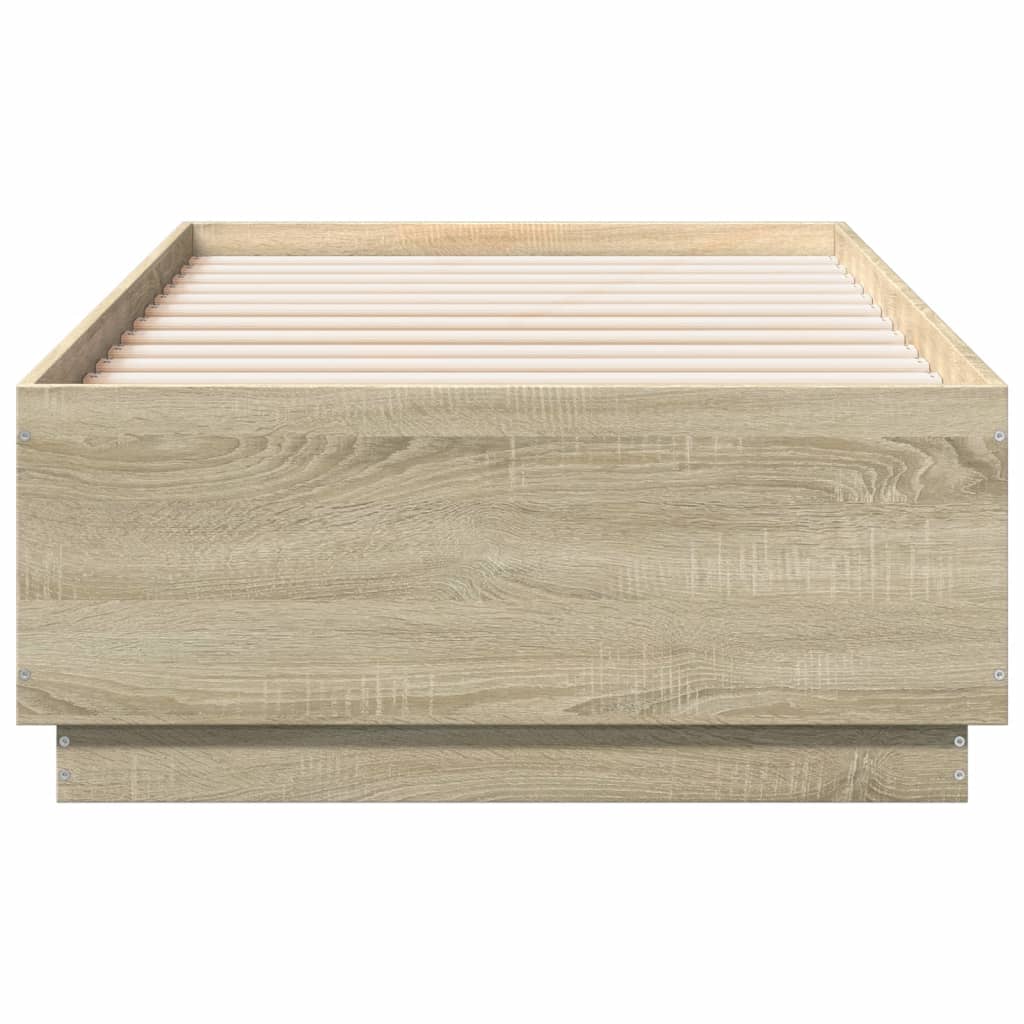 Bedframe bewerkt hout sonoma eikenkleurig 90x190 cm is nu te koop bij PeponiXL, paradijselijk wonen!