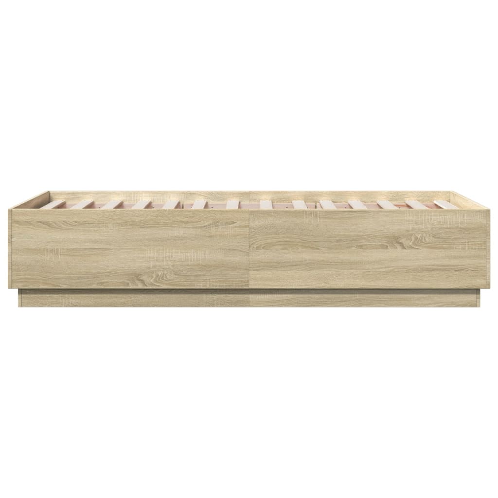 Bedframe bewerkt hout sonoma eikenkleurig 90x190 cm is nu te koop bij PeponiXL, paradijselijk wonen!