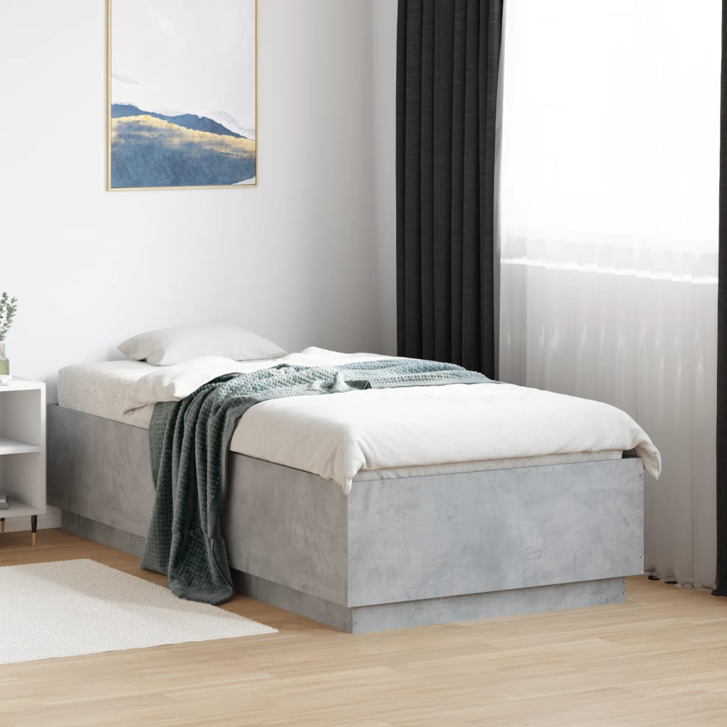 Bedframe bewerkt hout betongrijs 90x190 cm is nu te koop bij PeponiXL, paradijselijk wonen!