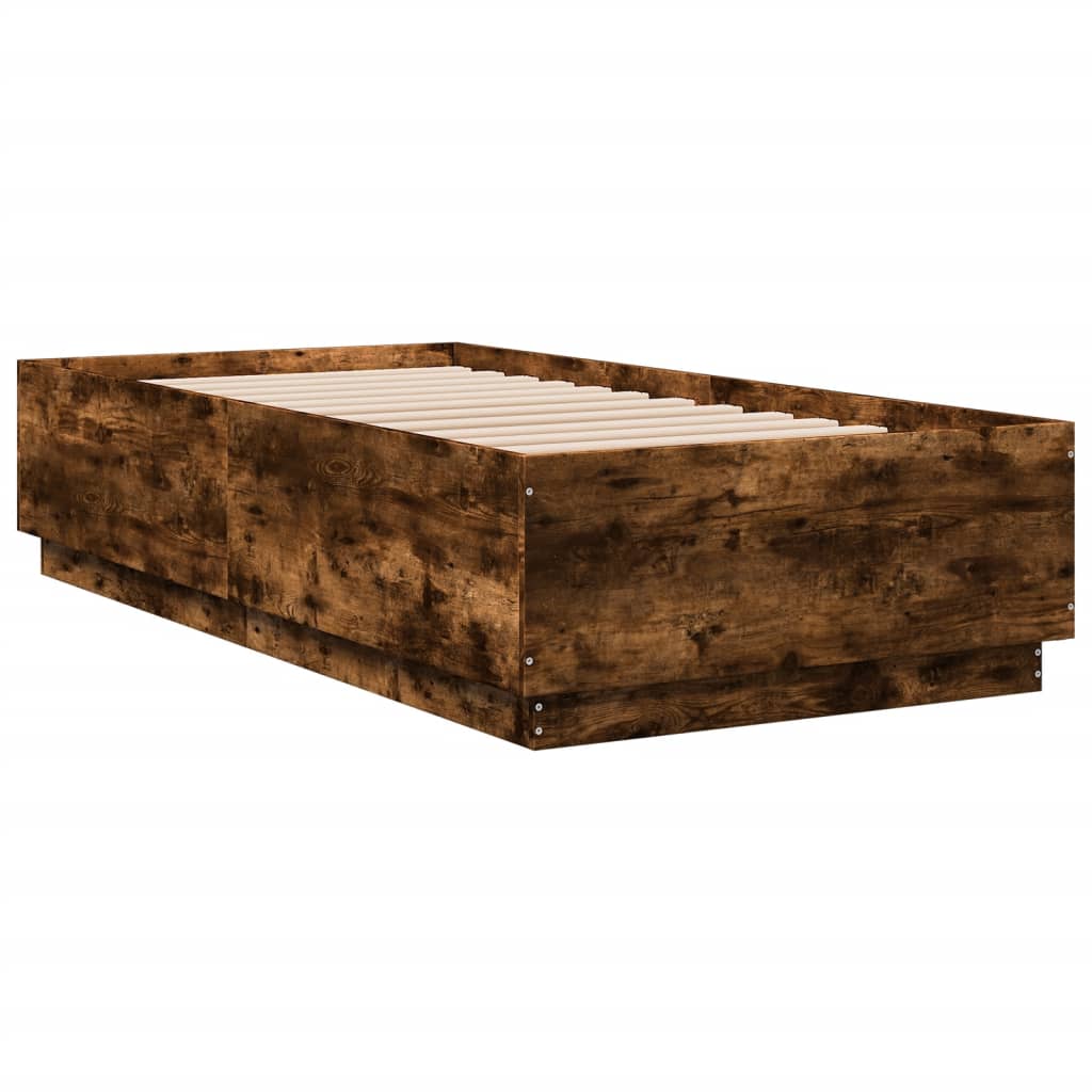 Bedframe bewerkt hout gerookt eikenkleurig 90x190 cm is nu te koop bij PeponiXL, paradijselijk wonen!