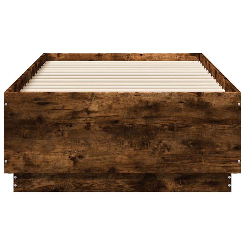 Bedframe bewerkt hout gerookt eikenkleurig 90x190 cm is nu te koop bij PeponiXL, paradijselijk wonen!