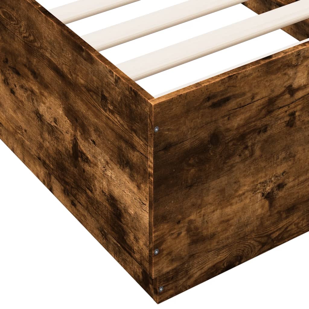 Bedframe bewerkt hout gerookt eikenkleurig 90x190 cm is nu te koop bij PeponiXL, paradijselijk wonen!