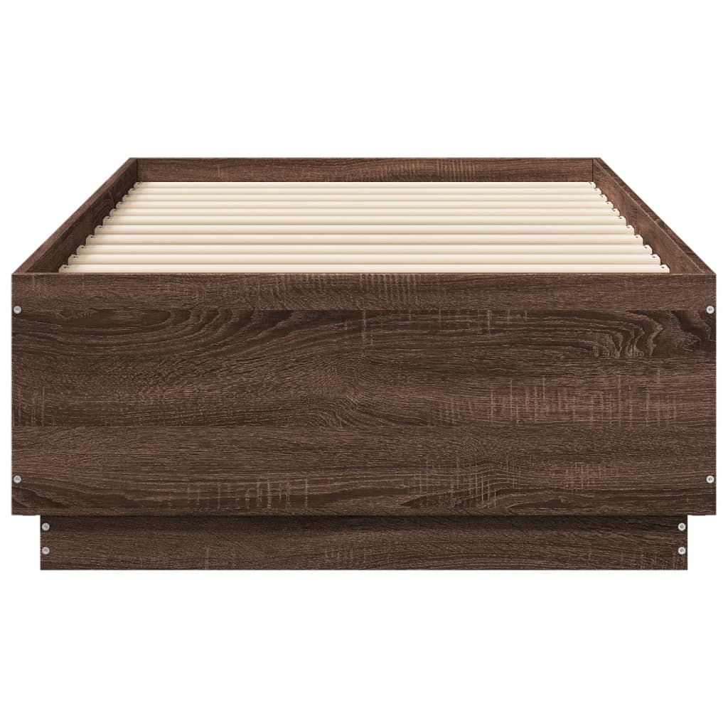Bedframe bewerkt hout bruin eikenkleur 90x190 cm is nu te koop bij PeponiXL, paradijselijk wonen!