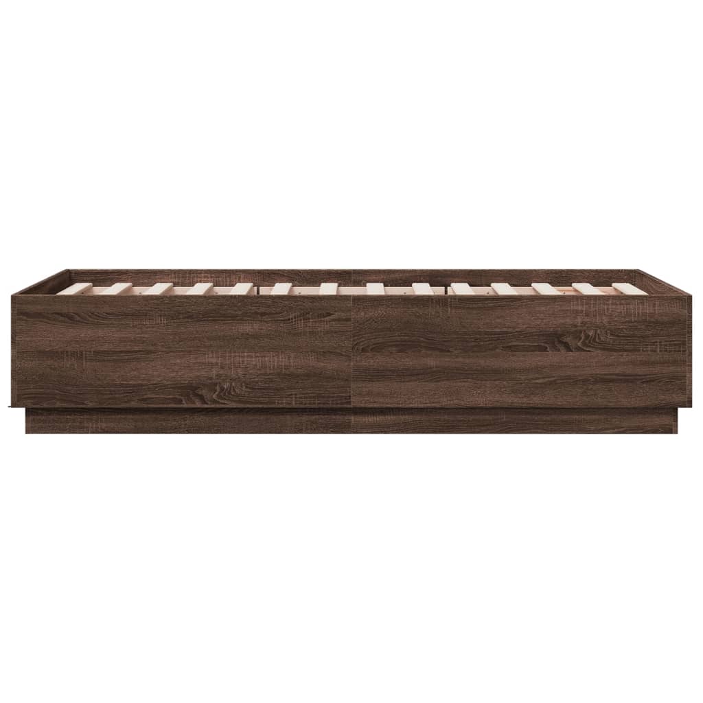 Bedframe bewerkt hout bruin eikenkleur 90x190 cm is nu te koop bij PeponiXL, paradijselijk wonen!