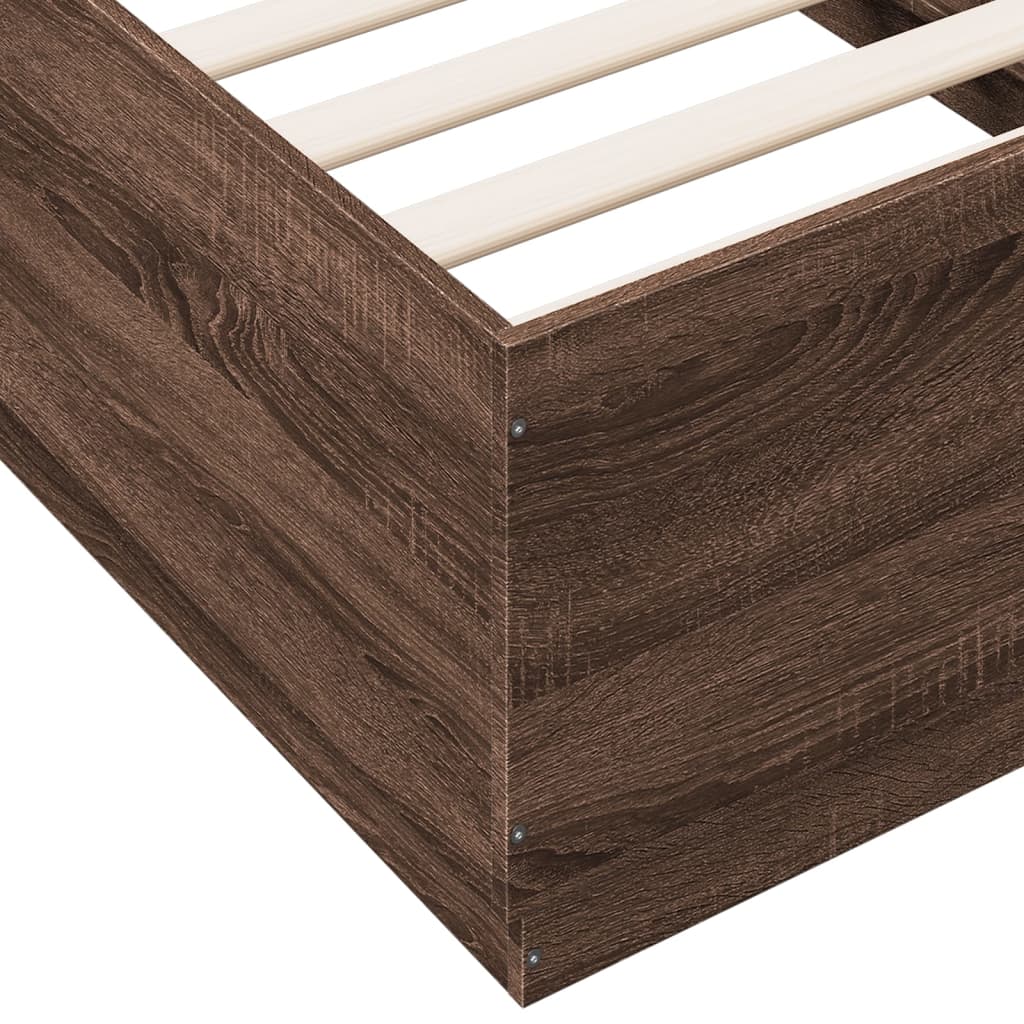 Bedframe bewerkt hout bruin eikenkleur 90x190 cm is nu te koop bij PeponiXL, paradijselijk wonen!