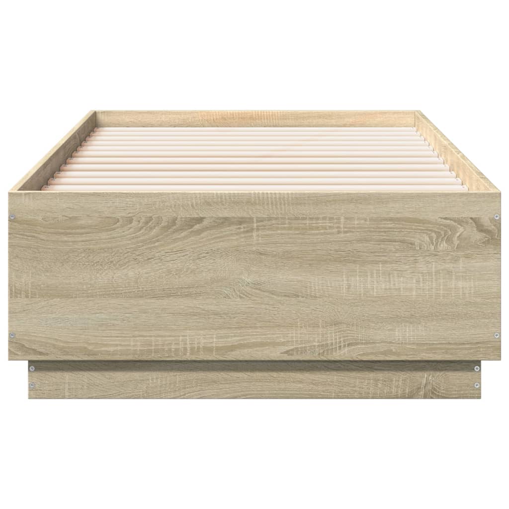 Bedframe bewerkt hout sonoma eikenkleurig 75x190 cm is nu te koop bij PeponiXL, paradijselijk wonen!