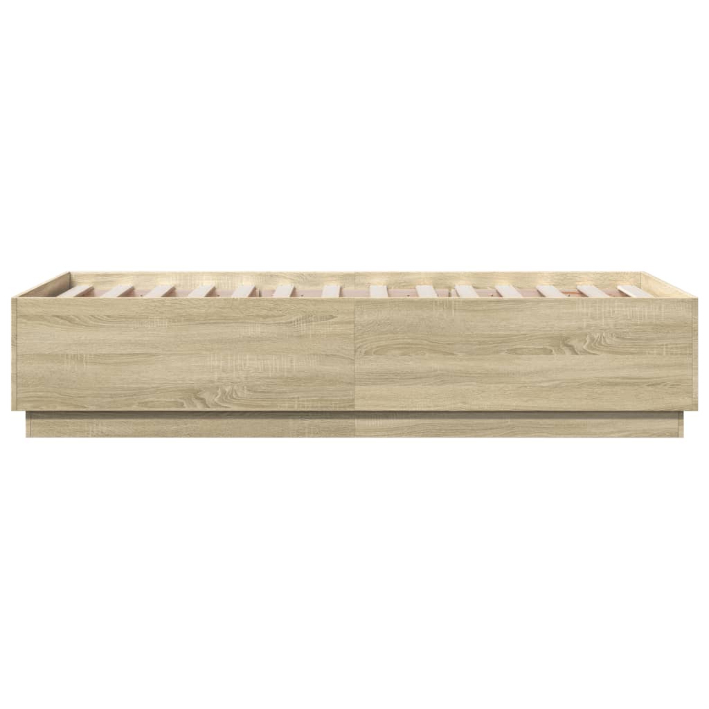 Bedframe bewerkt hout sonoma eikenkleurig 75x190 cm is nu te koop bij PeponiXL, paradijselijk wonen!